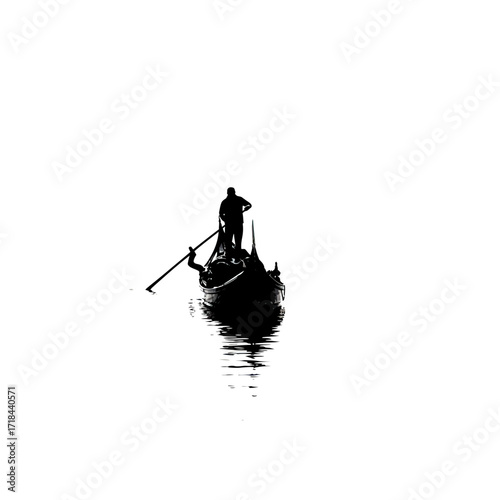 Minimalist Gondolier Vector Illustration in Black Silhouette Style
