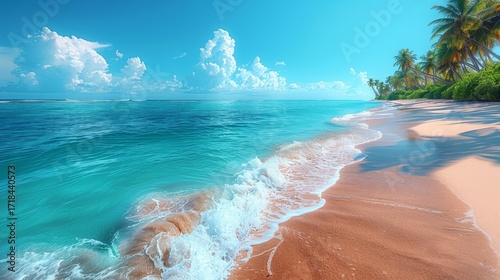 Fototapeta Naklejka Na Ścianę i Meble -  Exotic maldives island  a tropical paradise of white sand beaches and lush palm trees awaiting you