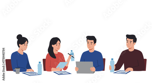 Business meeting team collaborating on project strategy sharing ideas in modern office setting fostering teamwork and discussing corporate growth plans