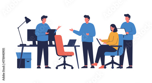 business team collaborating sharing ideas in modern office fostering teamwork  innovation ideal for illustrating corporate culture and collaboration