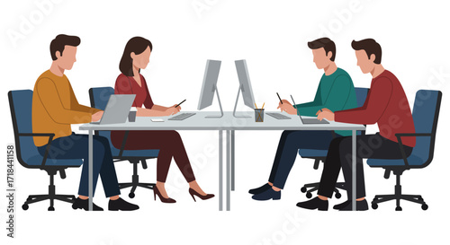 Team collaboration at work colleagues collaborate on project in open office fostering teamwork communication  creative solutions for corporate success.