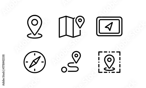 Minimalist linear icons for navigation and location tracking