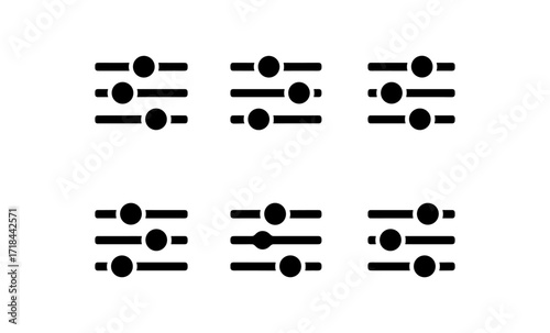 Minimalist black slider icon set for digital and audio controls