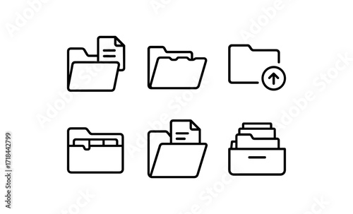 Minimalist folder icons for digital file management and organization