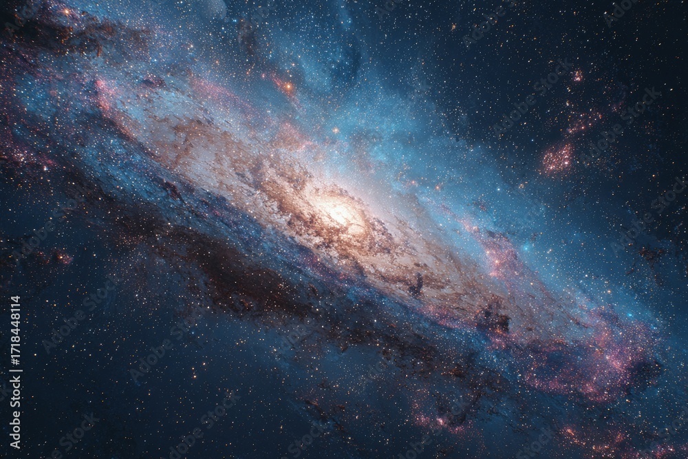 Fototapeta premium Spiral Galaxy With Colorful Nebulae