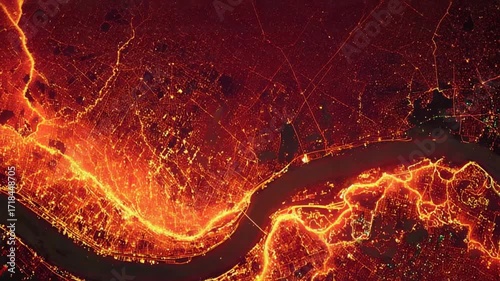 City river night glow