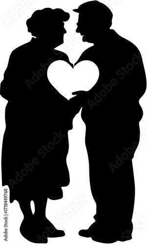 Silhouette black and white a man and a woman are in love and happy always vector