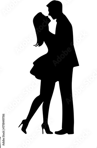 Silhouette black and white a man and a woman are in love and happy always vector