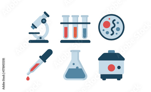 Modern flat design laboratory equipment icons for scientific research