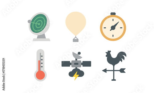 Weather and navigation icons set with gradient background
