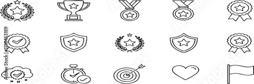 set of black and white icons