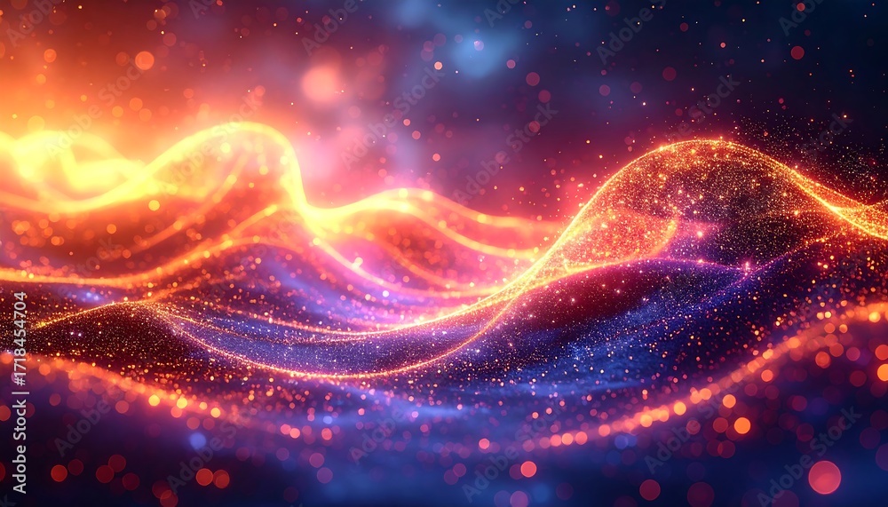 Fototapeta premium Abstract wavy lines of glowing particles