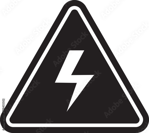 Electrical Hazard Triangle Icon on White Background