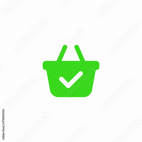 check mark shopping basket icon sign vector