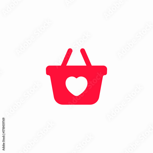 heart favorite shopping basket icon sign vector
