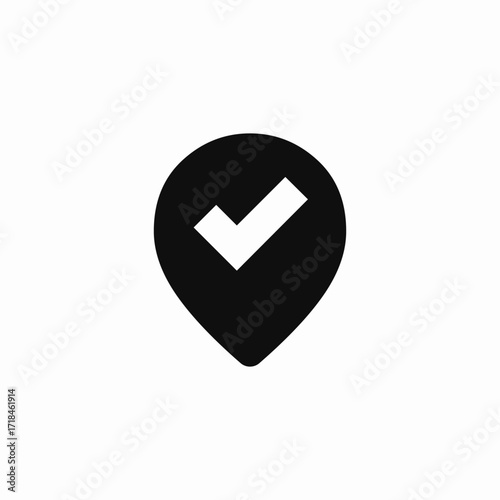 location pin check mark icon sign vector