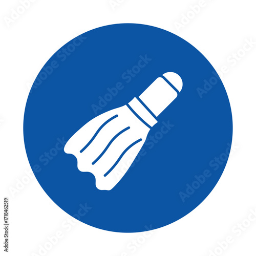 Blue Circular Icon with Shuttlecock Design for Sports or Games Concept