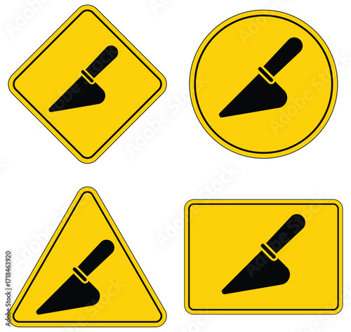 Collection of Trowel Symbols in Different Shapes and Backgrounds