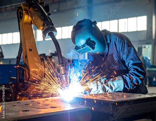 Industrial welding with robotic arm