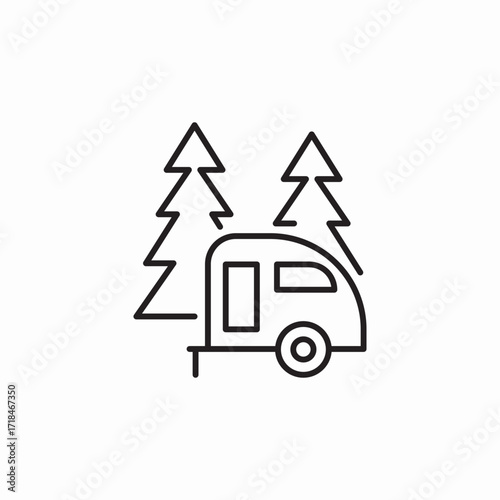 caravan camping forest icon sign vector