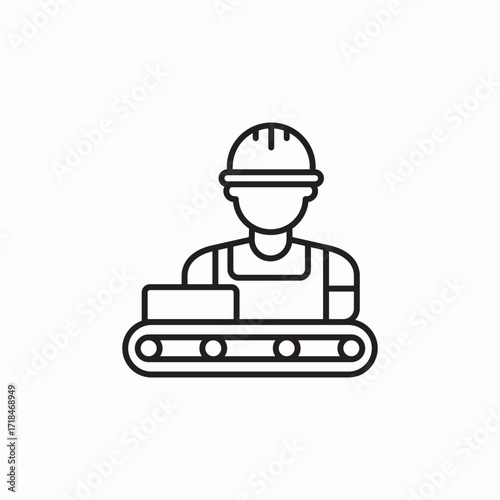 factory worker conveyor icon sign vector