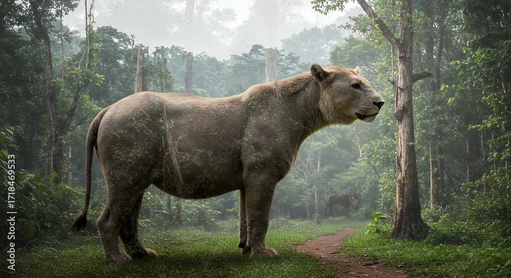 Naklejka premium Prehistoric animal in forest