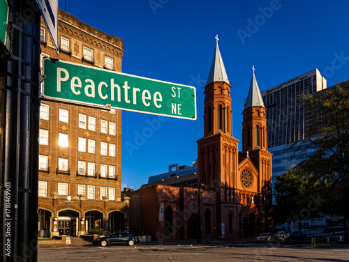Close-up of Peachtree Street sign in Atlanta