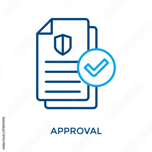 Approval Icon Outline Color Style. Vector Illustration For Graphic Design