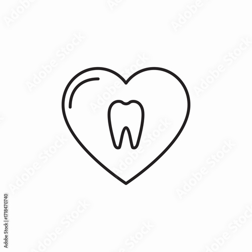 tooth heart love care icon sign vector