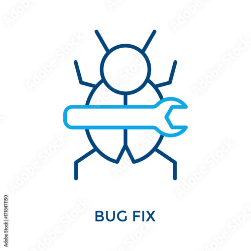 Bug Fix Icon Outline Color Style. Vector Illustration For Graphic Design