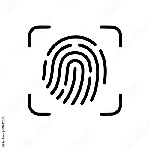 Blue fingerprint scan icon for biometric identification on white
