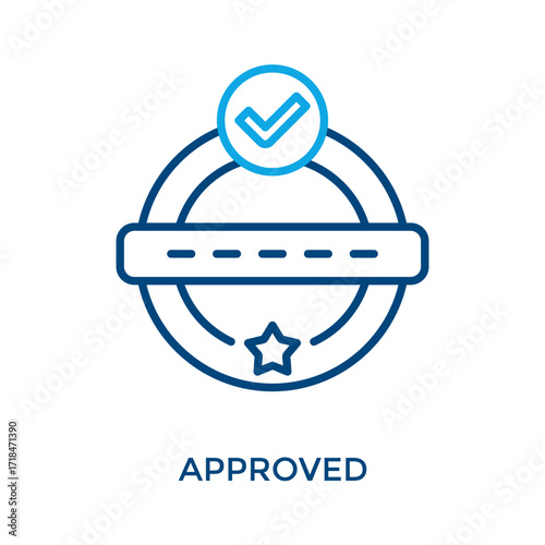 Approved Icon Outline Color Style. Vector Illustration For Graphic Design
