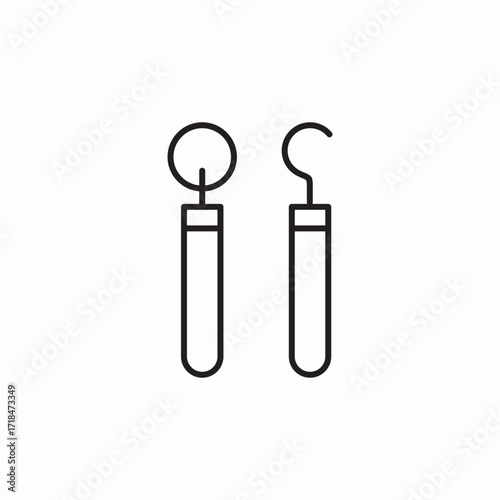 dental explorer mirror icon sign vector