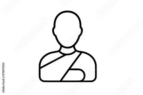 Injured person with arm sling simple outline icon
