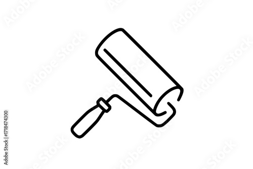 Minimalist black outline icon of a paint roller
