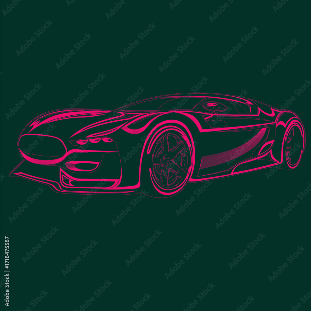 Naklejka premium super fast sports car, vector version