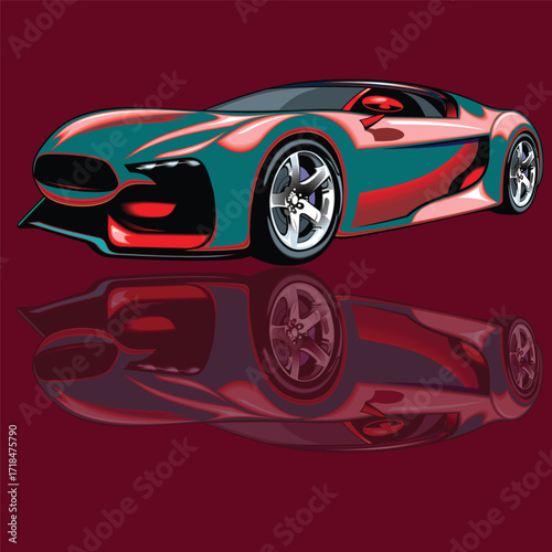 ilustrasi mobil sport super cepat