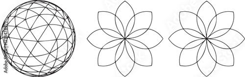 abstract floral mandala pattern vector background design radial symmetry artistic geometry mesh 3d sphere wireframe