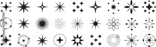 vintage mid century vector icon pack starburst illustration line art retro atomic decorative motif for print digital