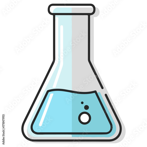 Laboratory flask with blue liquid for scientific experiments.