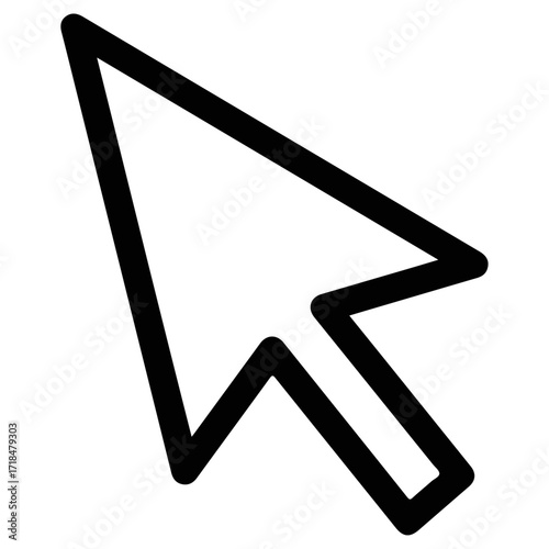 Black cursor icon pointing to the upper left corner on white background.