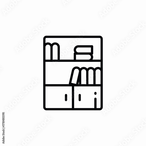 cabinet closet books icon sign vector