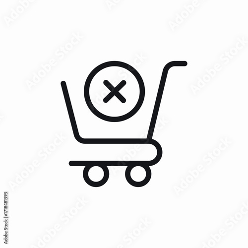 shopping cart delete icon sign vector