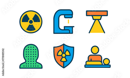 Radiotherapy icon set for medical and healthcare design