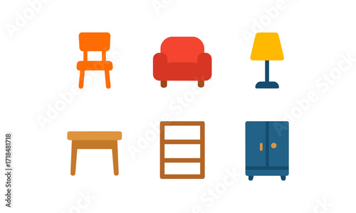 Modern furniture icons for interior design: minimalist set for decor enthusiasts