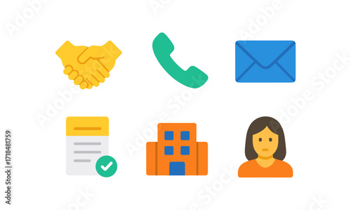 Essential client relations icons for business communication and organization design