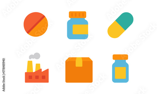 Simple pharmaceutical icons collection for packaging and medical design projects