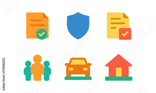 Comprehensive insurance policy icons for digital and print design