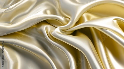 Luxe Golden Fabric: A close-up shot of luxurious silk fabric, its surface glistening with a rich, golden hue, showcasing elegant folds and textures that evoke opulence and grace.
