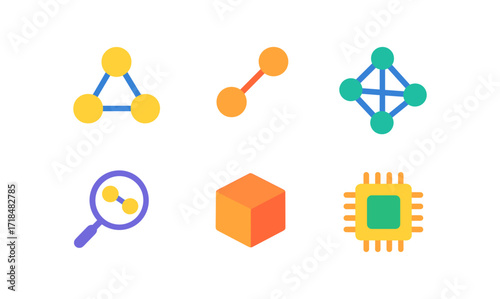 Graph database icons for digital design and data visualization projects